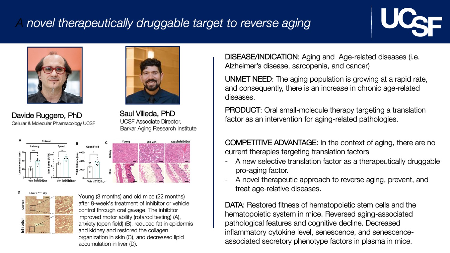 A novel therapeutically druggable target to reverse aging