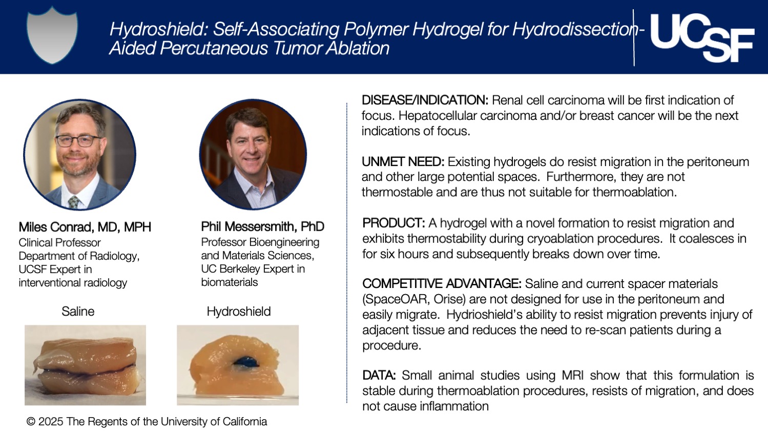 Hydroshield - Self-Associating Polymer Hydrogel for Hydrodissection- Aided Percutaneous Tumor Ablation